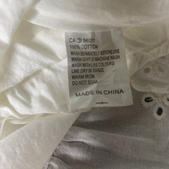 Hello Molly Maxi Dress Cotton Tiered Eyelet Smocked Pockets Sundress Sz 4 White - Picture 11 of 12